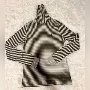 Lacoste long sleeve button Striped Turtleneck top